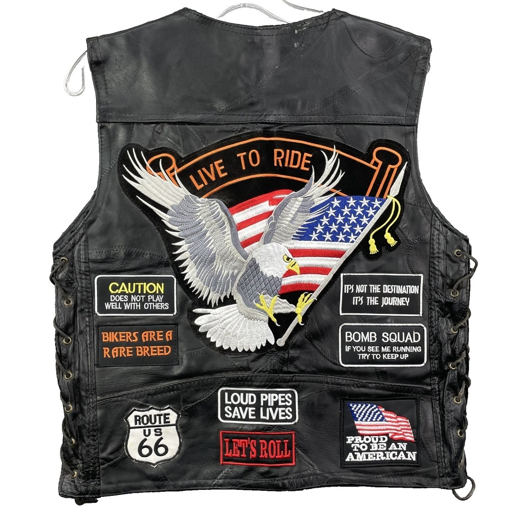 Buffalo Leather Biker Vest Men Small Motorcycle Rock Grunge Western 90s Punk USA